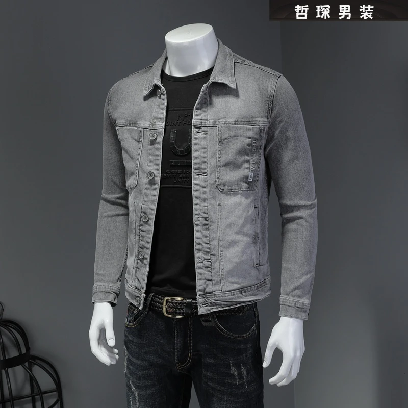 欧洲站漫威毒液牛仔外套男士修身翻领韩版外穿上衣休闲男外套短款