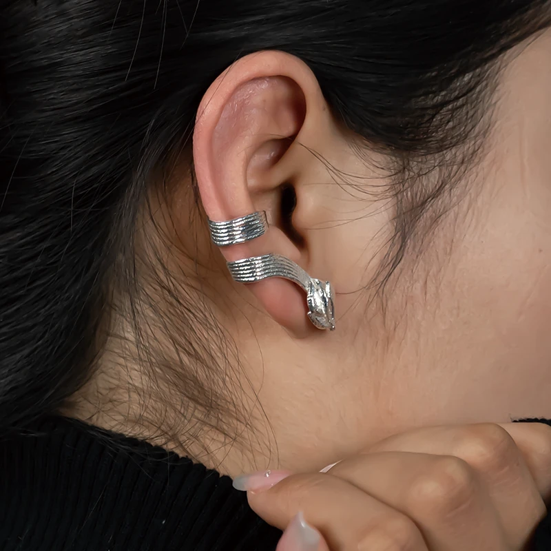 不锈钢耳饰 龙卿3D打印耳骨夹时尚小众个性原创设计耳夹单只饰品
