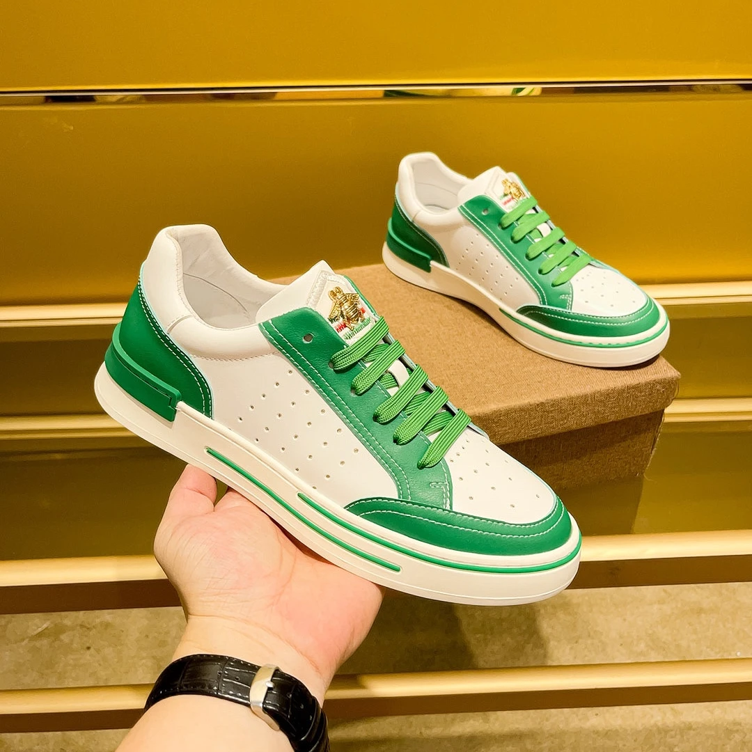 欧洲站真皮男鞋小蜜蜂休闲鞋百搭潮鞋印花小白鞋奢侈品高端板鞋子