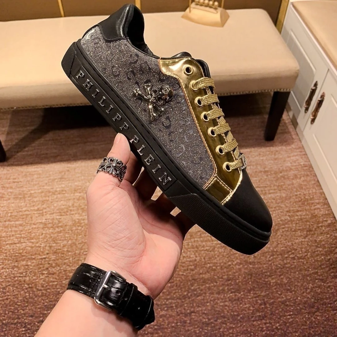 欧洲站低帮春夏韩版骷髅男鞋时尚版小白鞋休闲板鞋透气百搭男鞋