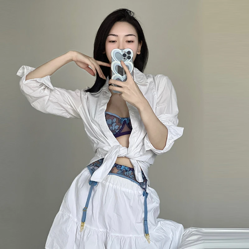 HIDDEN BUTTERFLY性感轻薄花卉刺绣内衣性感HB文胸套装 幽兰吐息