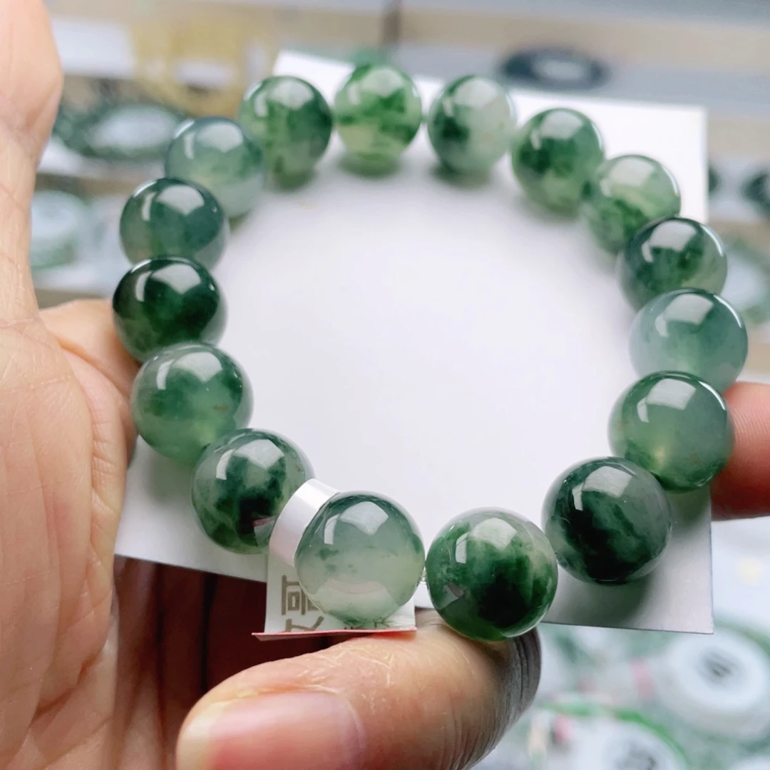 翡翠手链未镶嵌天然翡翠手串12.8mm