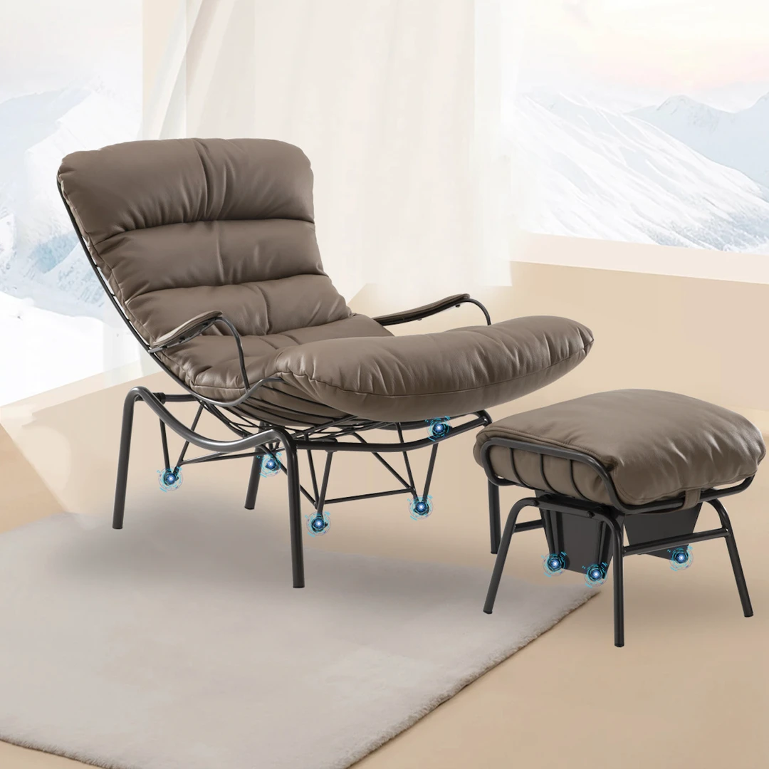 ZBOM/志邦法兰菲逍遥椅现代休闲摇晃猫爪皮沙发单人椅科技布