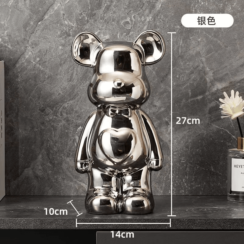 轻奢网红暴力熊摆件创意客厅桌面摆放电视柜卡通公仔手办装饰电镀