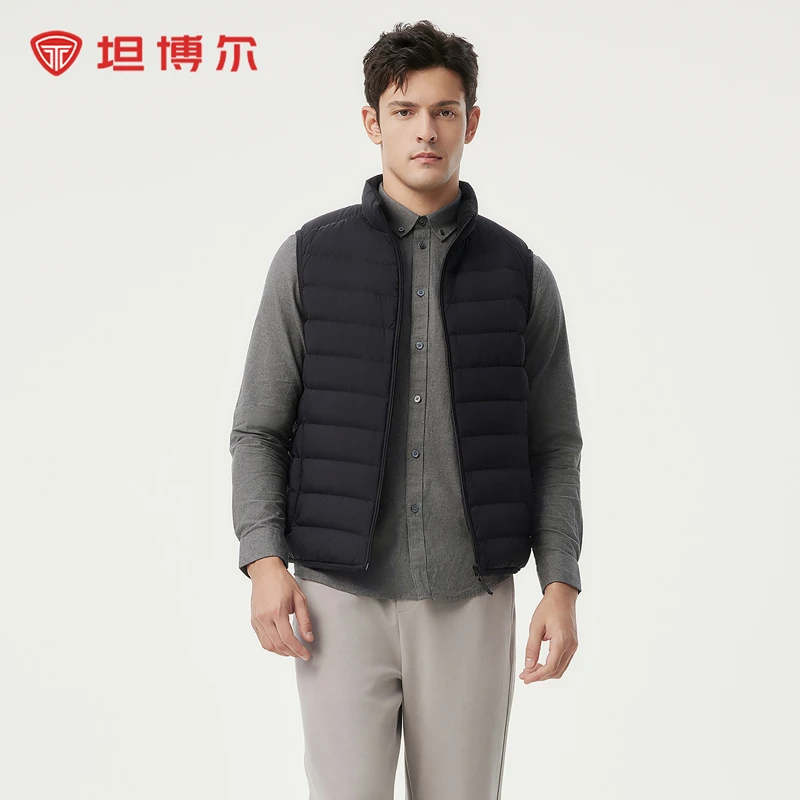 【商场同款】坦博尔立领羽绒马甲短款男士马夹冬季新款经典保暖外套