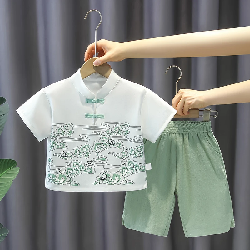 男童夏装套装2024新款儿童新中式改良汉服男孩夏季薄款唐装两件套