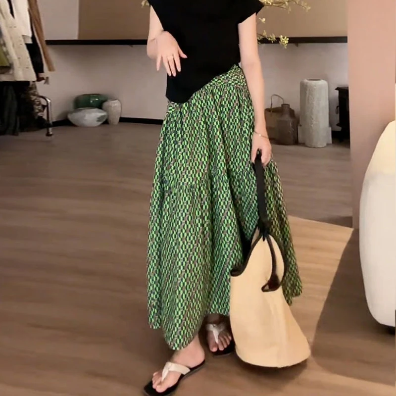 夏季高腰显瘦半身裙时尚百搭小个子宽松设计感小众长款气质裙子潮