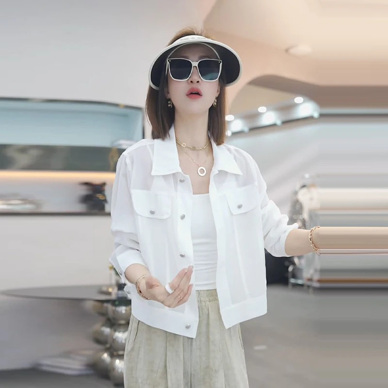 港风时尚百搭休闲Polo领衬衫小衫女夏季新款潮流穿搭防晒洋气衬衣