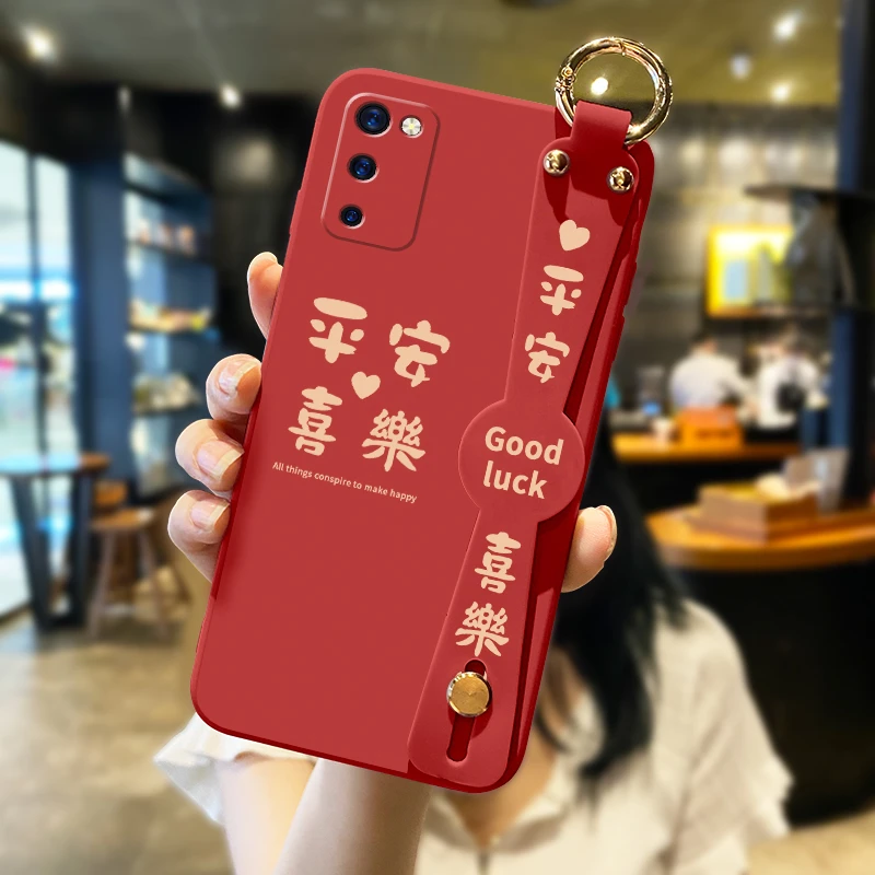 华为荣耀v30手机壳新款v30pro腕带平安喜乐新年液态硅胶软honor个