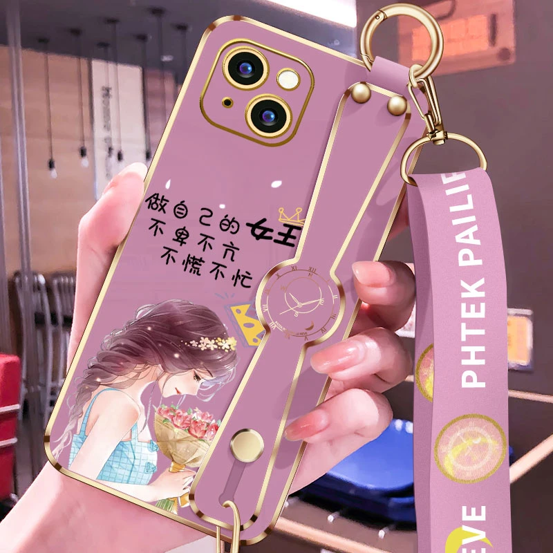 苹果13手机壳新款iPhone13pro女王13promax电镀斜挎腕带挂绳硅胶