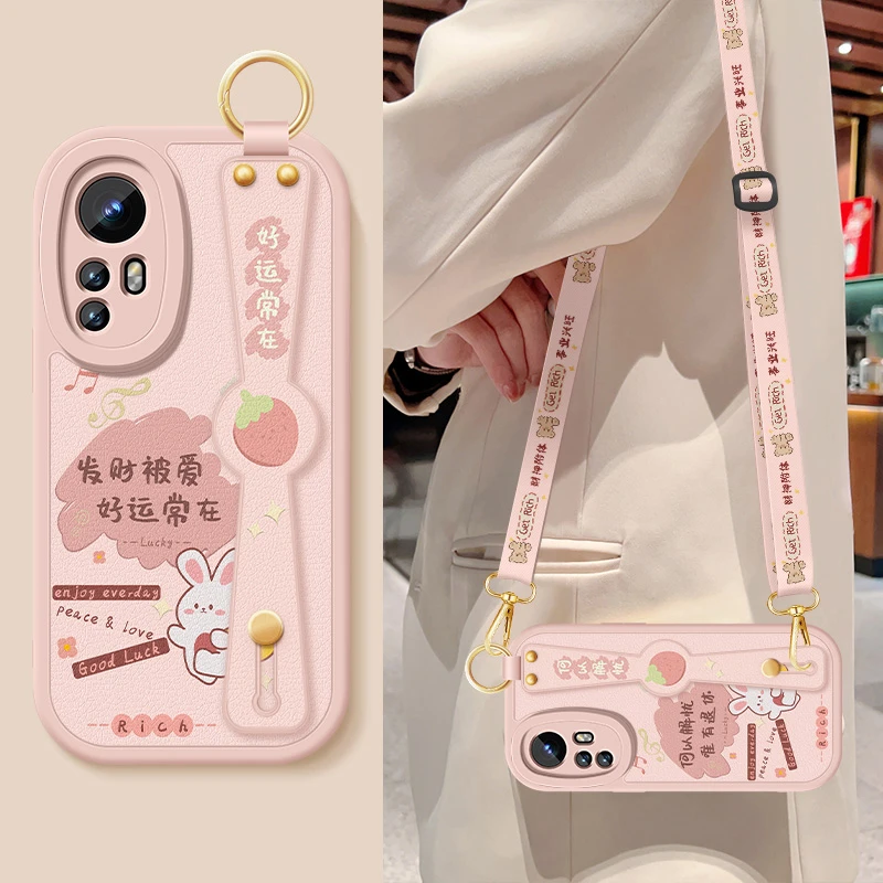 好运常在小米12s手机壳新款12x小羊皮12spro斜跨腕带12sUltra软壳