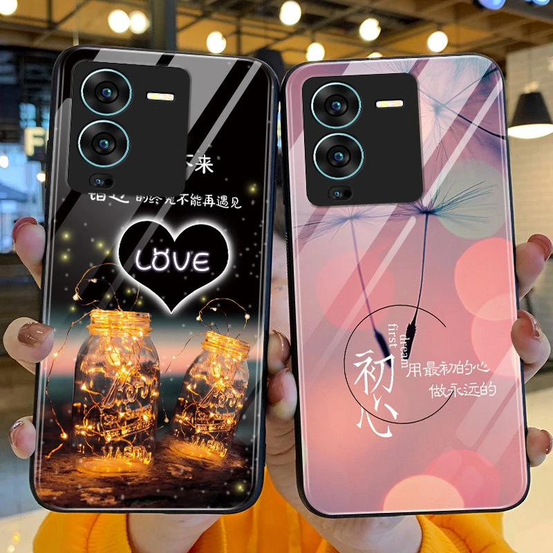 vivos15手机壳新款s15pro简约LOVE玻璃壳硅胶软VIVO镜头全包S15高