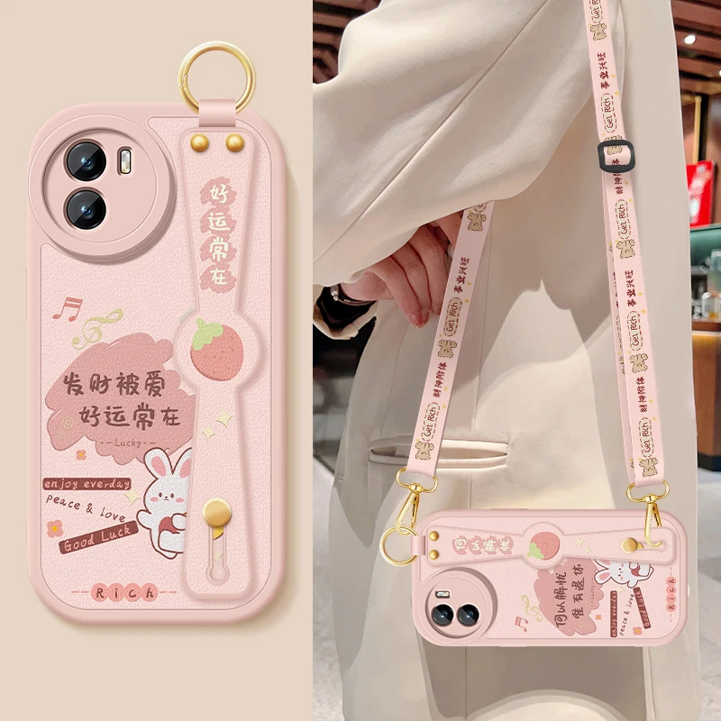 好运常在vivoy3手机壳y3s新款y30小羊皮腕带y10硅胶y11女y12软壳