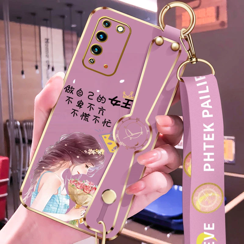 华为荣耀x10手机壳新款x10max简约女王电镀斜挎腕带挂绳硅胶软支