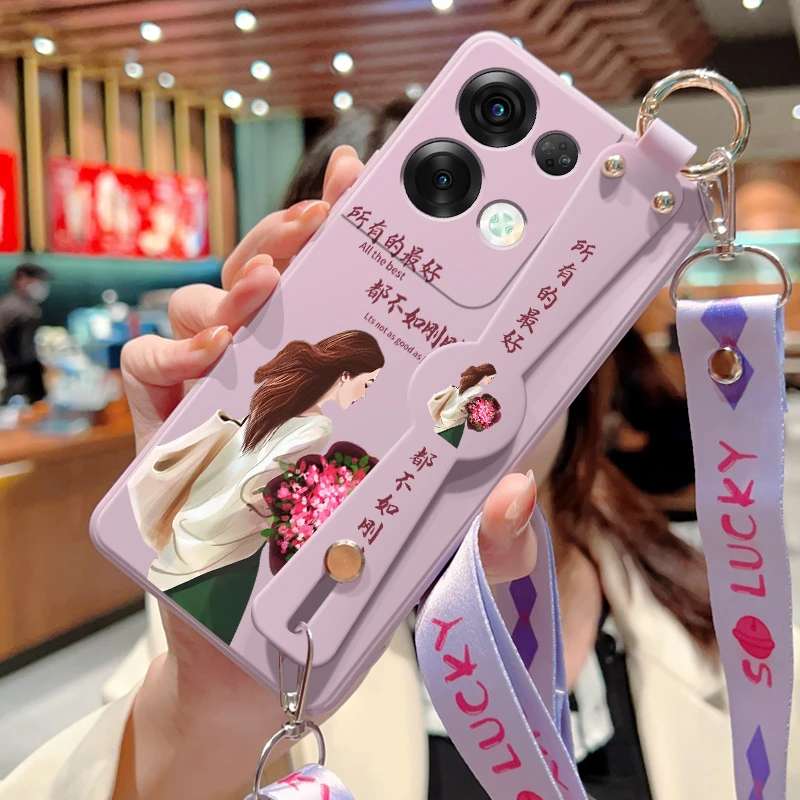 opporeno8手机壳新款reno8pro斜挎腕带挂绳刚刚好ren8pro+硅胶软
