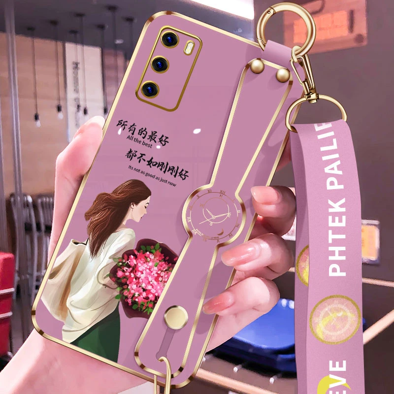 华为p40手机壳新款p40pro简约刚好p40pro+电镀斜挎腕带挂绳硅胶软