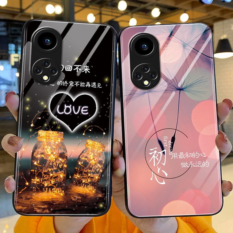 华为nova9pro手机壳新款nova9简约LOVE玻璃壳NOVA9软硅胶防摔por