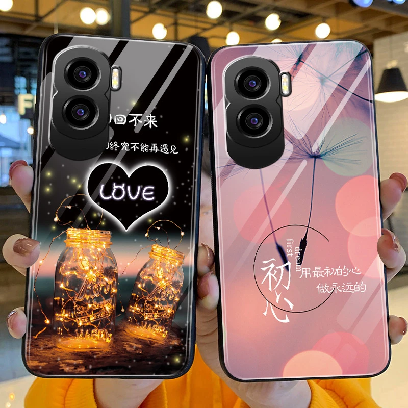 华为荣耀x50i手机壳新款honorX50i女款简约LOVE钢化玻璃软男x5oi