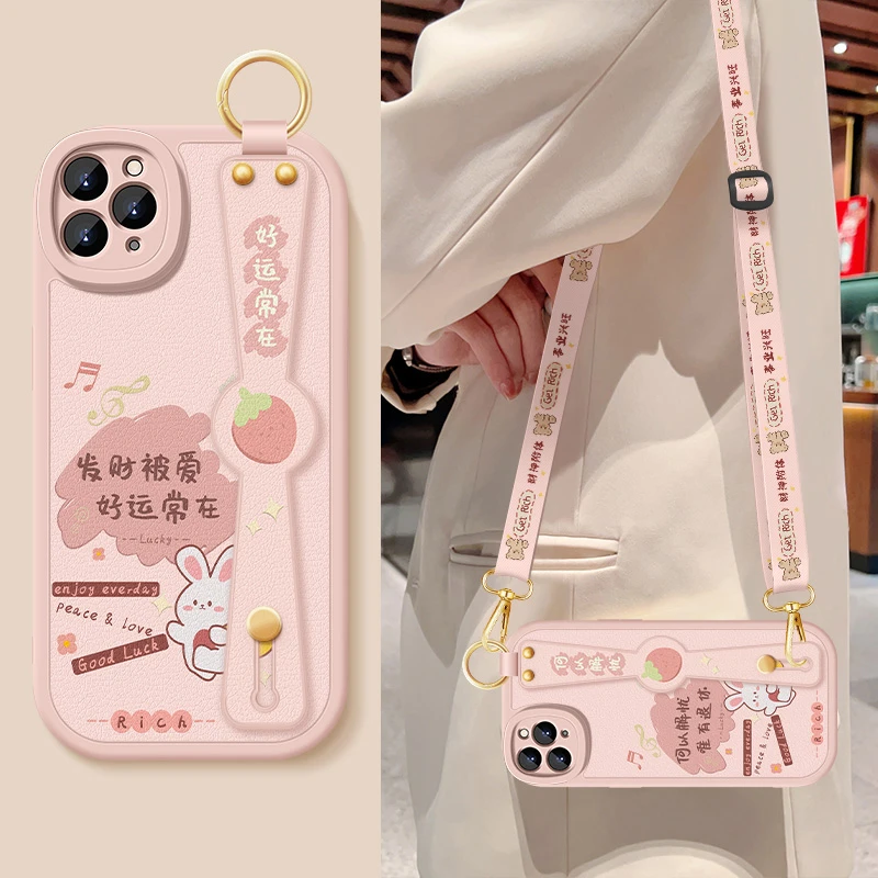 好运常在苹果11promax手机壳iphone11新款苹果11pro腕带硅胶软壳