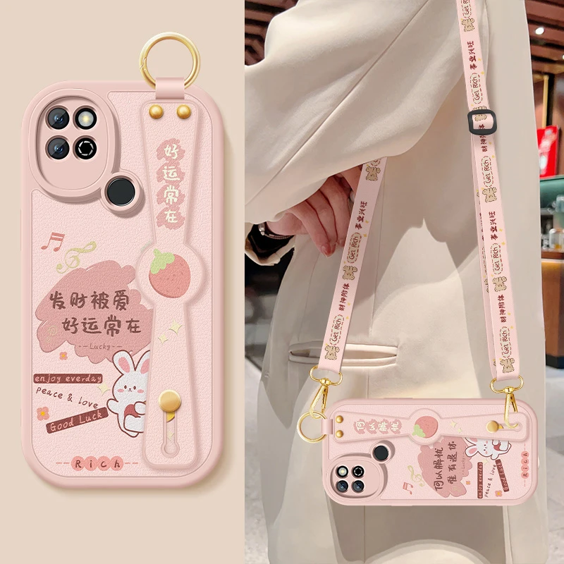 好运常在荣耀play5t手机壳play5t活力版新款小羊皮腕带硅胶保护套