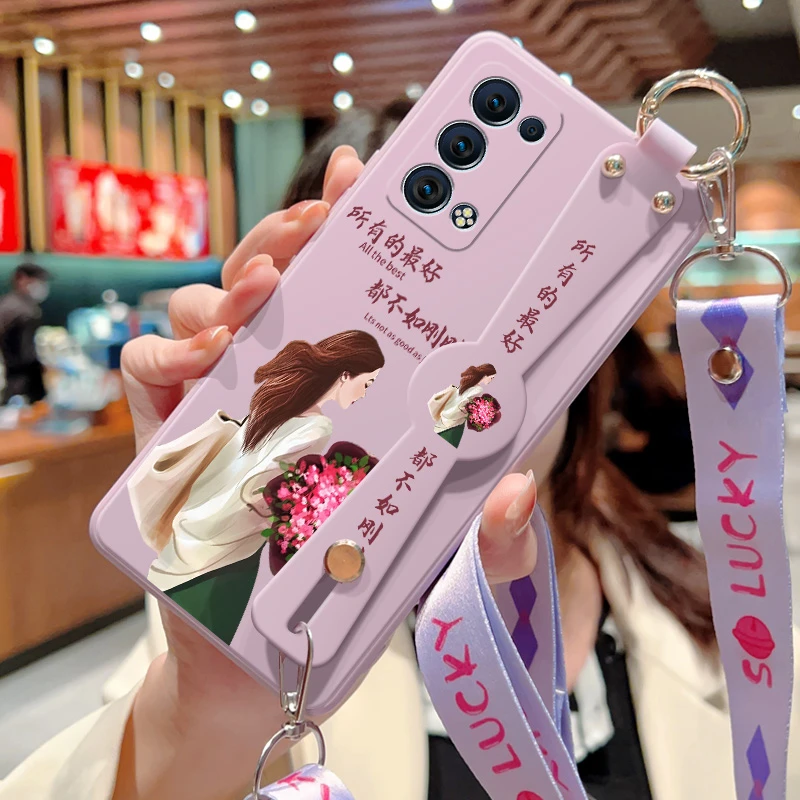 opporeno6手机壳新款reno6pro斜挎腕带挂绳刚刚好reno6pro+硅胶软
