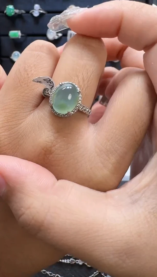 【闪购商品】翡翠戒指银S925镶嵌天然缅甸翡翠