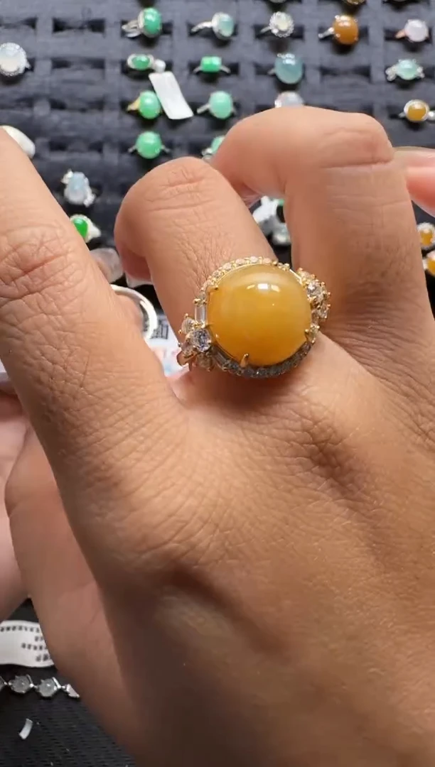 【闪购商品】翡翠戒指银S925镶嵌天然缅甸翡翠