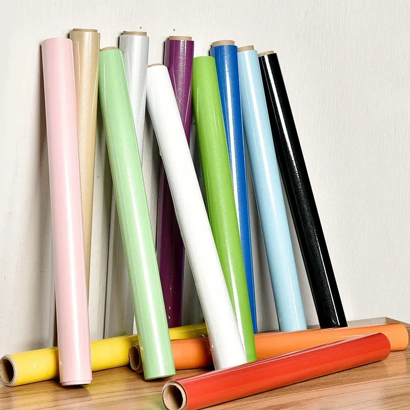 加厚烤漆壁纸柜子家具翻新贴纸橱柜衣柜贴纸纯色墙贴防水墙纸自粘