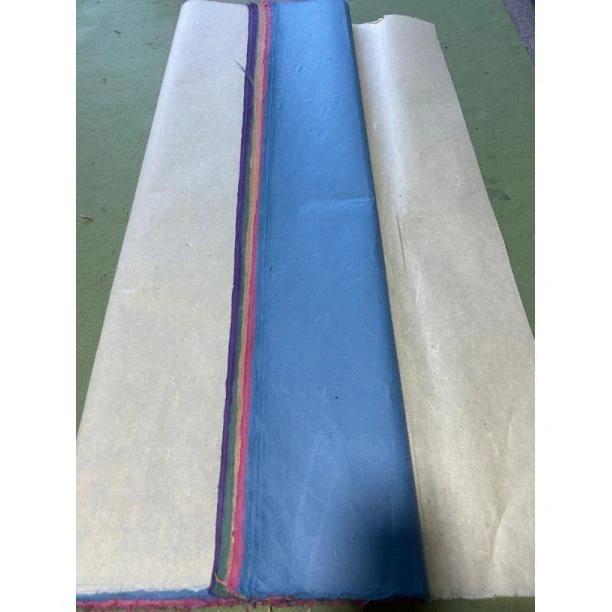六尺（97×180cm）五色出口丝绒纯手工楮皮笺 半生半熟
