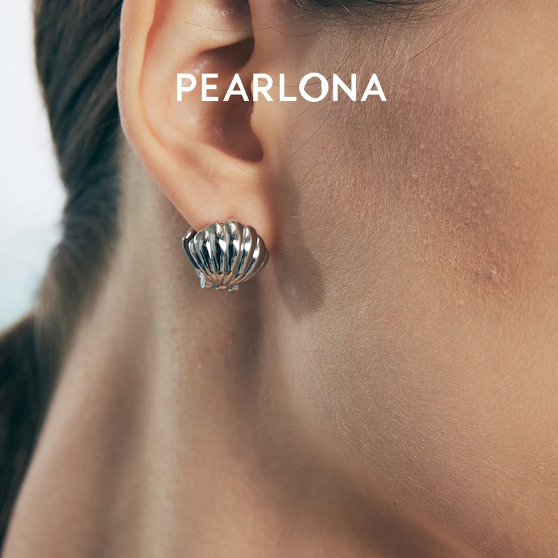PEARLONA 铜合金耳饰 礼盒款礼物开合贝壳巴洛克多用耳钉重工