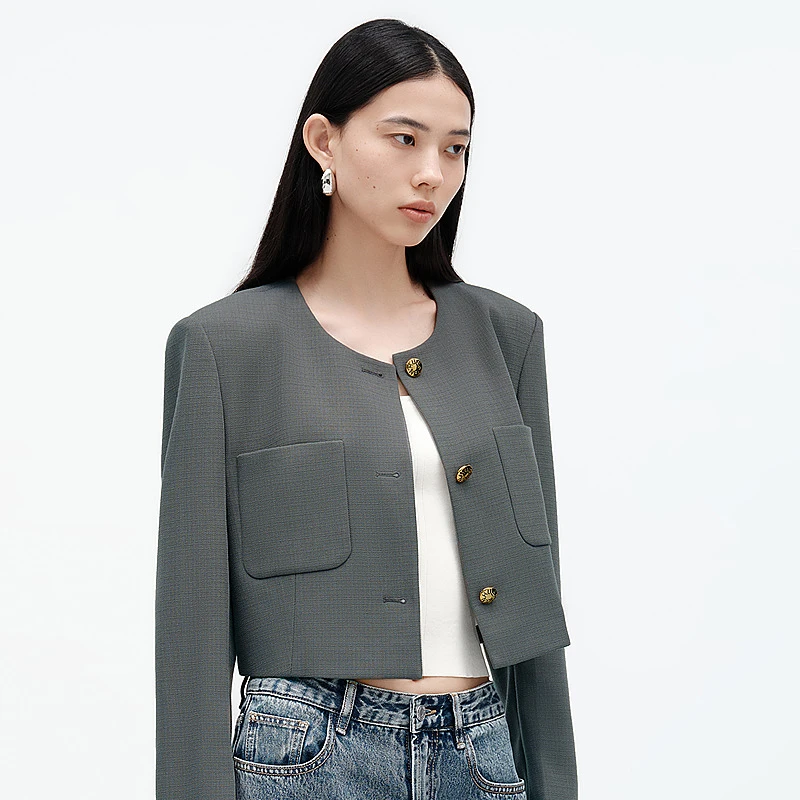 【商场同款】HS质感香风外套秋新款优雅宽肩夹克112408106079