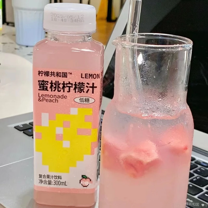 【临期】柠檬共和国蜜桃柠檬汁饮料高颜值饮料低热量300ml常温发货