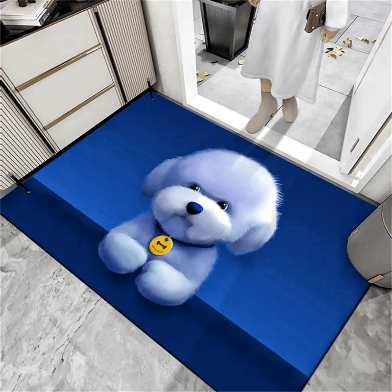水晶绒 守门小比熊可爱家用入户门垫卫生间吸水防滑垫浴室地垫