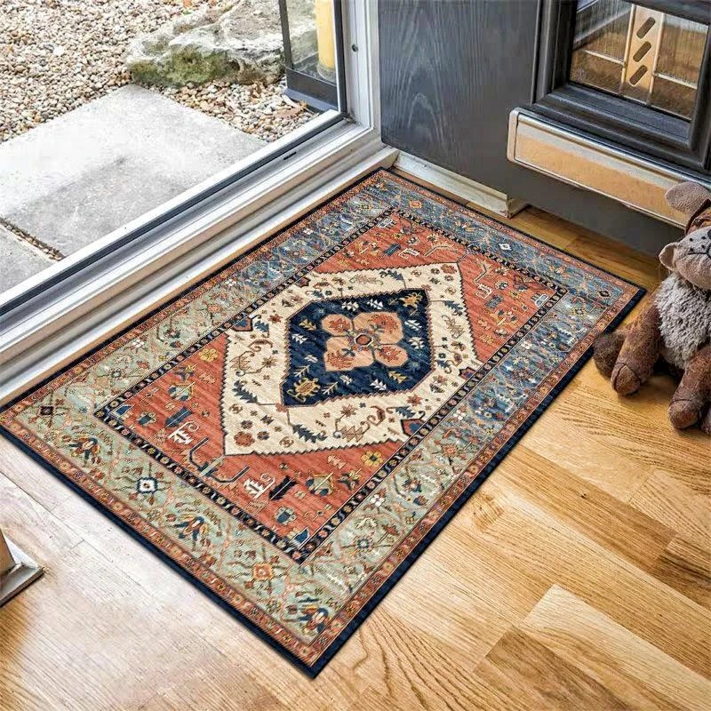 水晶绒 美式复古轻奢民族风家用防滑入户地垫门垫可剪裁门厅脚垫