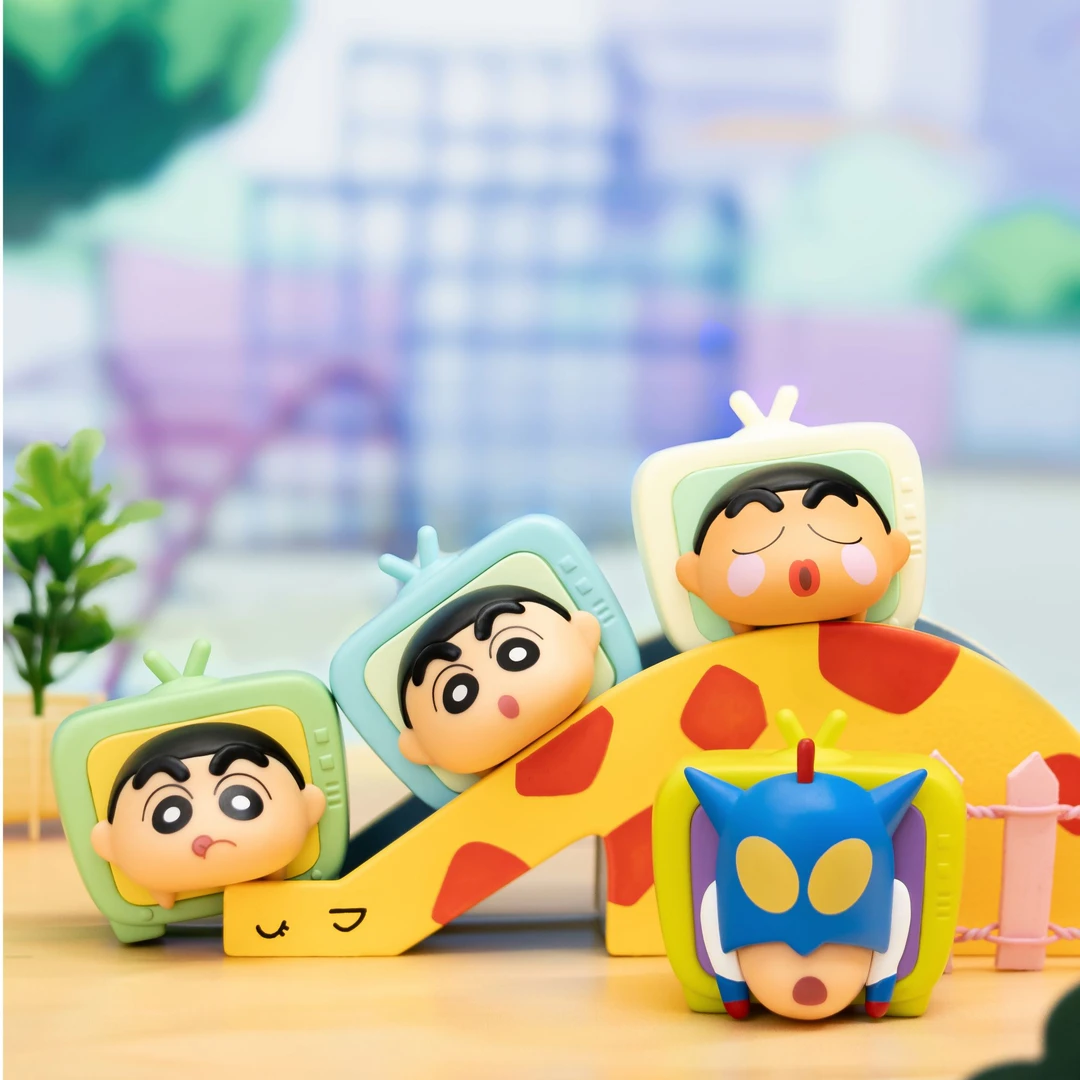 蜡笔小新电视机叠叠乐手办盲盒