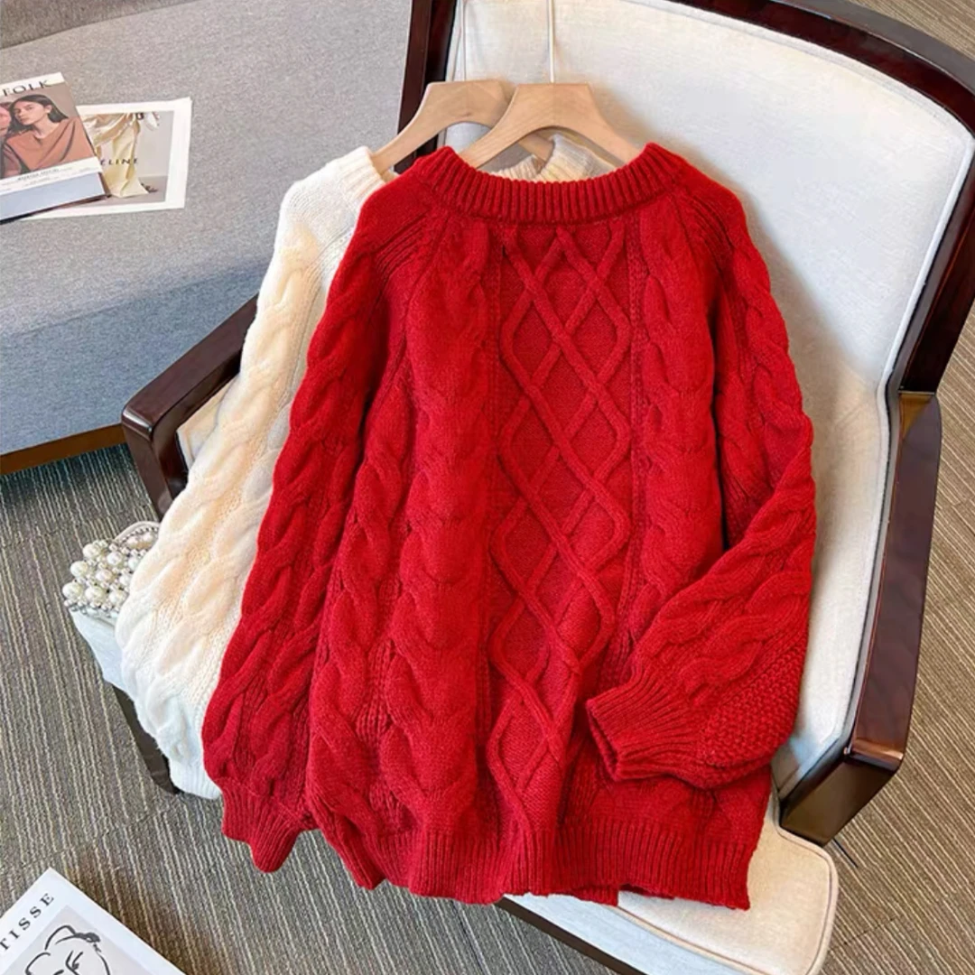 【1101-1150】秋冬针织套头毛衣慵懒风洋气百搭宽松加厚学院风