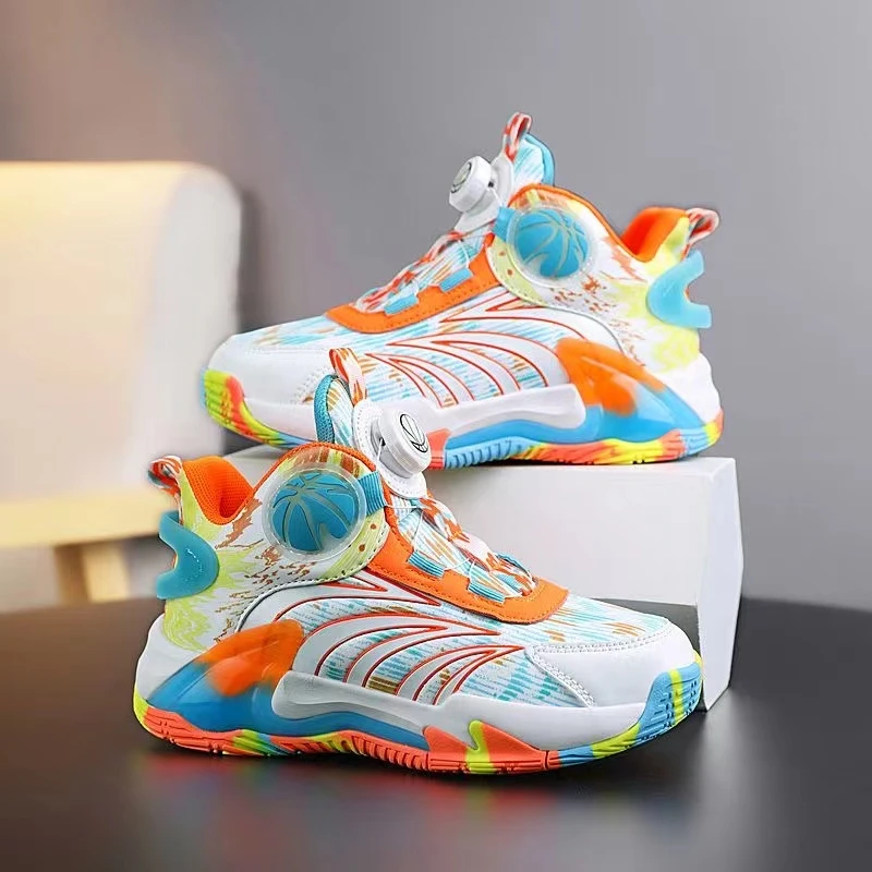 秋冬新款皮面33-40中大童篮球鞋男女童防滑减震运动鞋6661