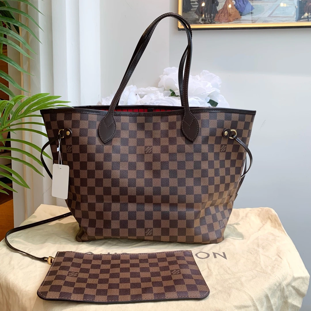 95新 LouisVuitton/路易威登 御古屋/85073/棋盘格中号nf子母15年