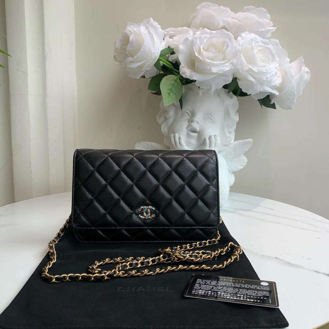 95新 Chanel/香奈儿 御古屋/06492/限量黑金羊woc包 28开 标卡