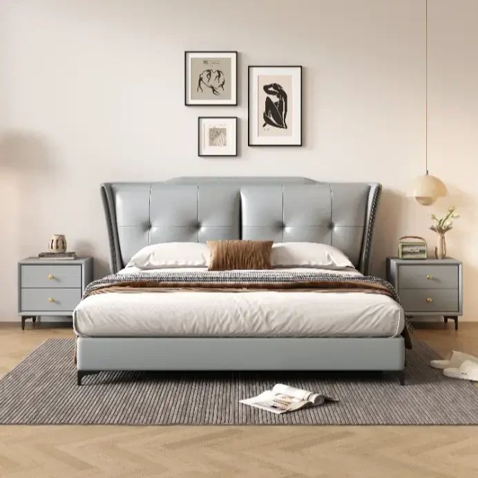 9016#免洗大床轻奢现代床意式简约双人床1.5米高箱储物主卧储物