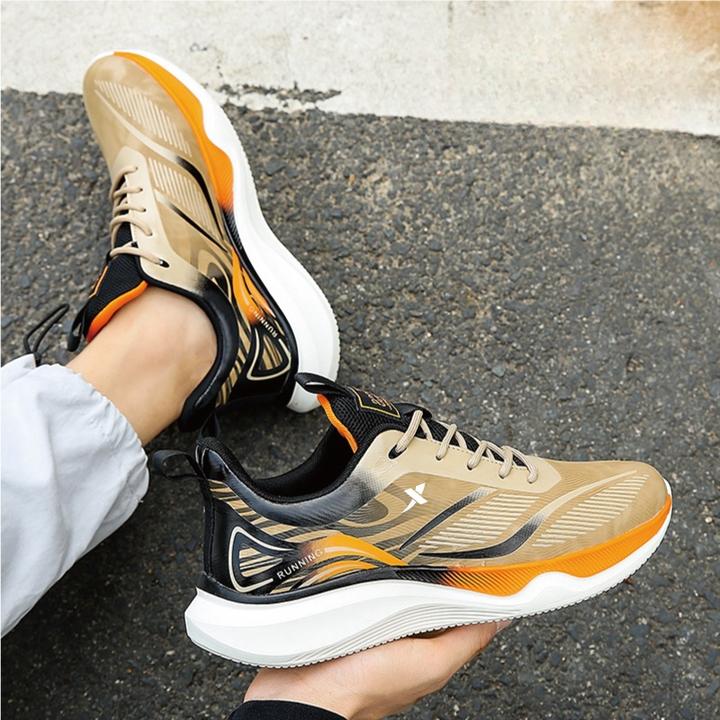 2024新款正品男鞋秋季透气冰丝皮面运动鞋男士学生超轻减震跑步鞋