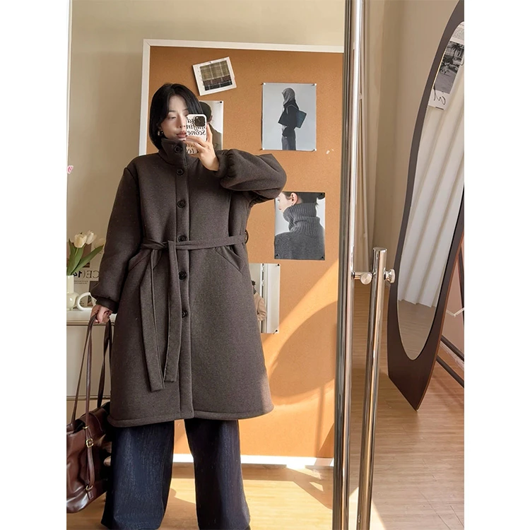 珊瑚绒睡衣冬季三层夹棉袄加厚长款睡袍高级大衣可外穿保暖家居服