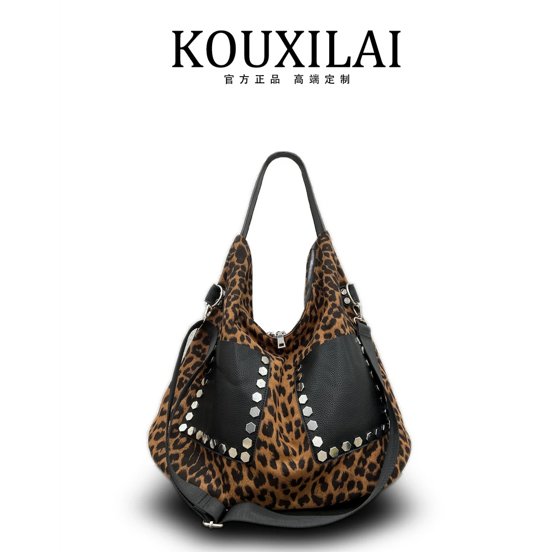 【云歌定制】香港棕色豹纹女包秋冬百搭手提单肩斜挎时尚个性K8037