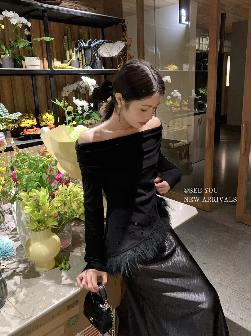 【19-39】显瘦气质长袖时尚复古秋冬设计感法式女装