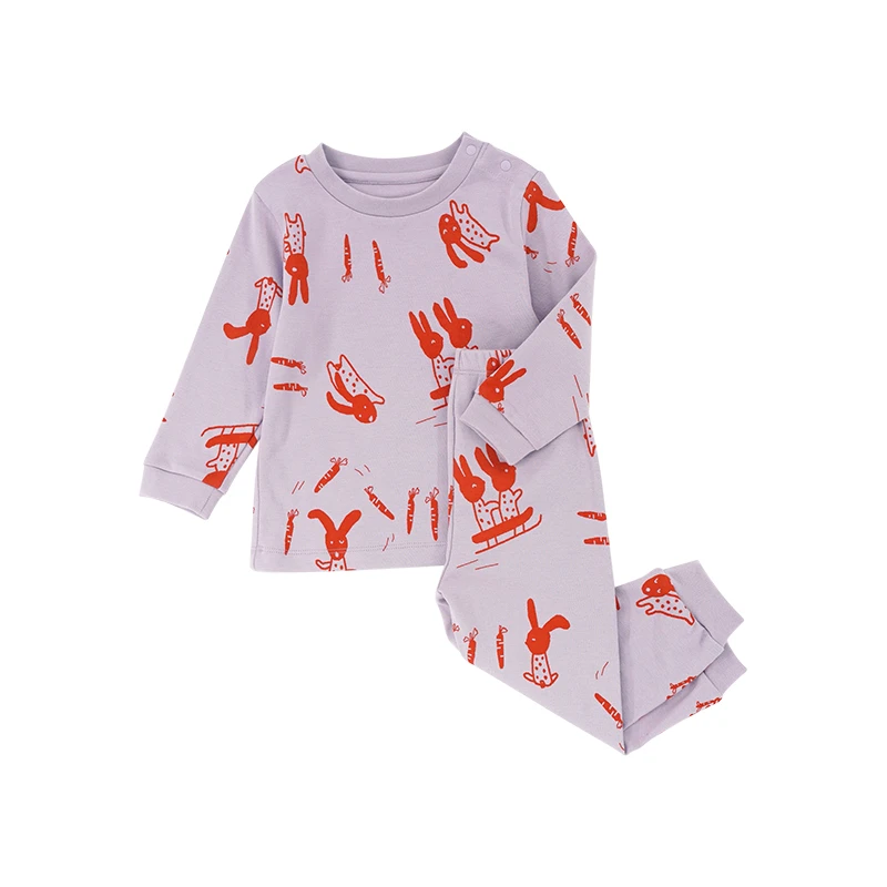 RICE&SKY原创宝宝匹马棉秋衣秋裤套装儿童秋冬打底家居服圆领