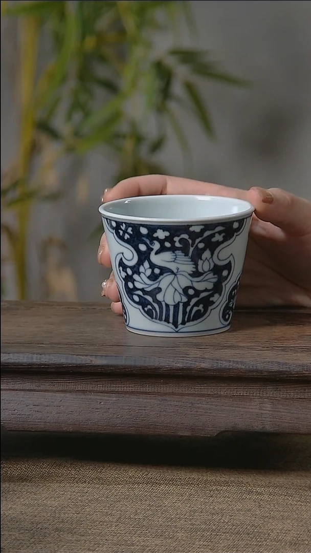 【闪购商品】折葵非器手工手绘一鹭莲升木桶杯