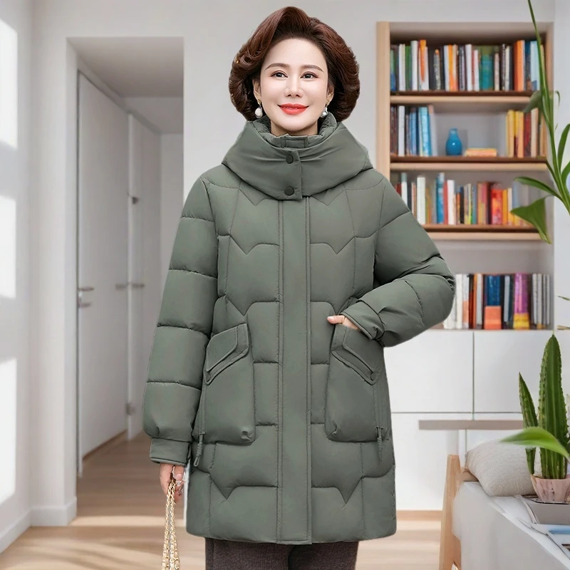 妈妈冬装洋气棉服中年女士秋冬外套加厚棉袄新款中老年女冬季棉衣
