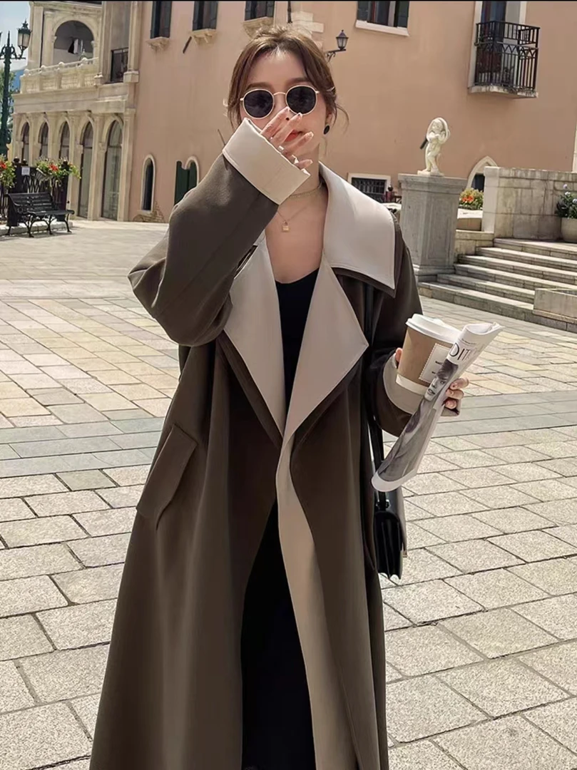 【601-820大衣在这里拍 】新款名媛显瘦轻奢拉风长款减龄大码女装