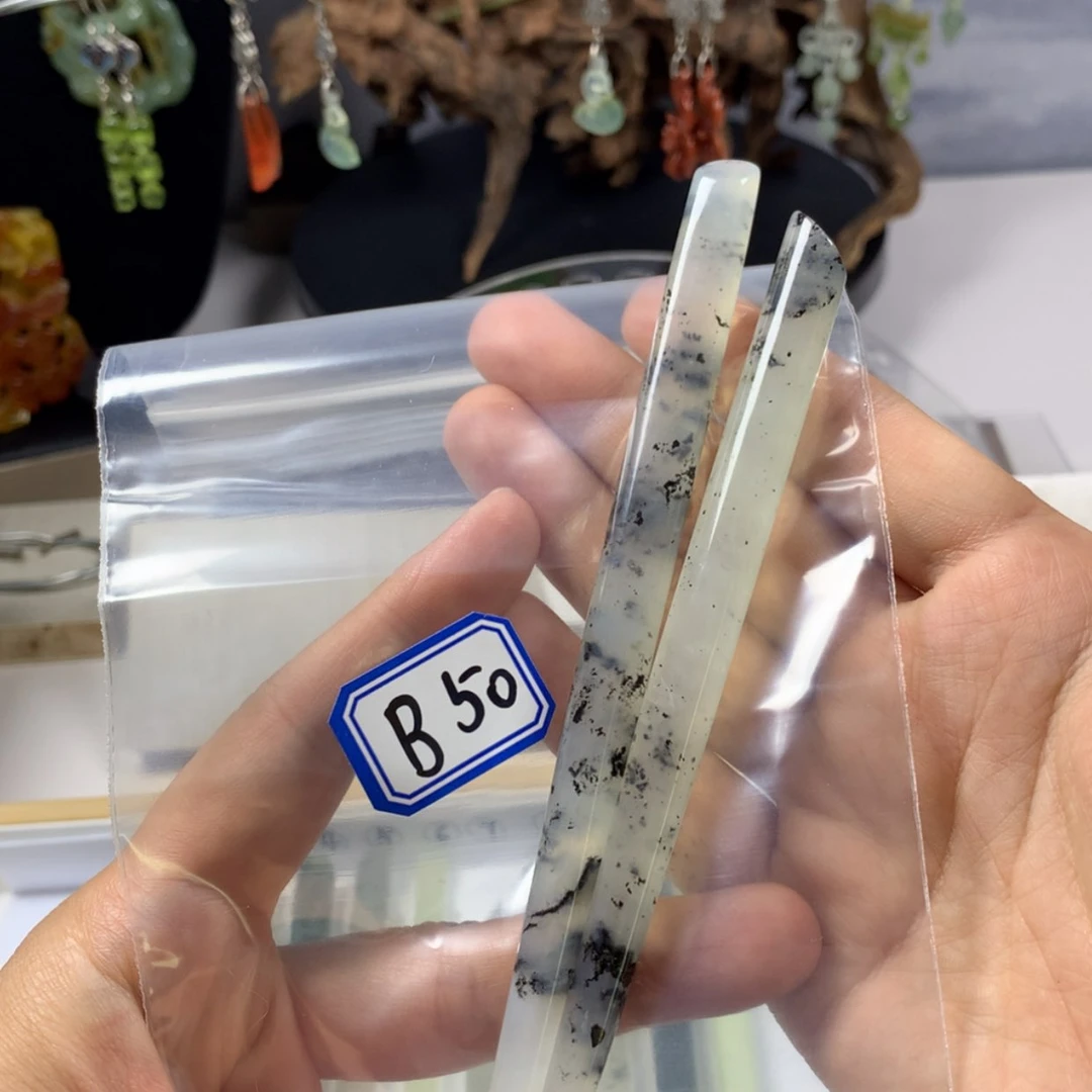 【闪购商品】蛇纹石玉发饰未镶嵌艳*