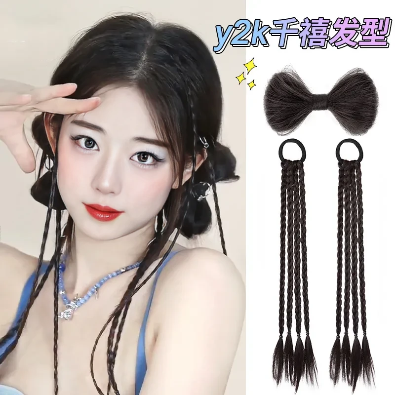 假发辫子女蝴蝶结拳击辫仿真发甜酷辣妹编发自然新中式马尾假发辫
